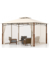 Havepavillon i aluminium og tekstil 3,6 x 3 m - Natur trælook/Beige