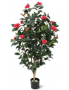 Stor kunstig Camelia Japonica plante H150 cm - Grøn/Rosa