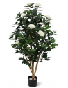 Stor kunstig Camelia Japonica plante H150 cm - Grøn/Creme