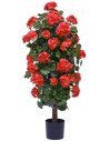 Stor kunstig Geranium plante H115 cm - Grøn/Rød