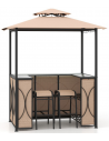 Grill pavillon med 2 barstole i aluminium og polyester 1,94 x 1,21 m - Sort/Brun