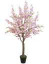 Stort kunstigt blomstertræ H230 cm - Lys pink/Grøn