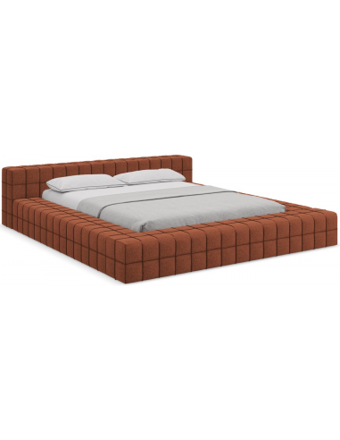 Akela sengeramme i chenille med sengegavl 160 x 200 cm - Terracotta