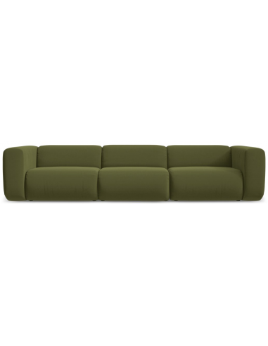 Ekahi 4-personers modulsofa i velour B319 cm - Olivengrøn