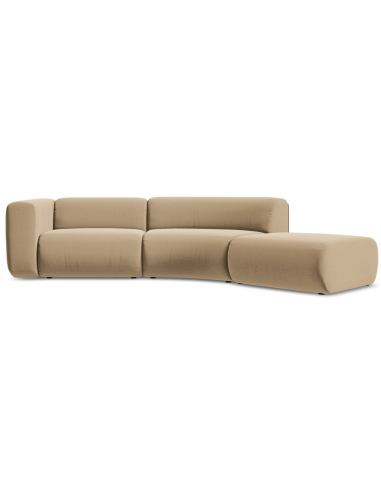 Ekahi buet højrevendt chaiselong modulsofa i velour 335 x 166 cm - Beige