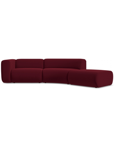 Ekahi buet højrevendt chaiselong modulsofa i velour 335 x 166 cm - Bordeaux