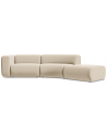 Ekahi buet højrevendt chaiselong modulsofa i velour 335 x 166 cm - Lys beige