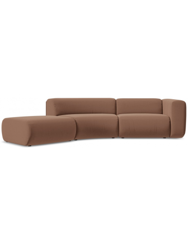 Ekahi buet venstrevendt chaiselong modulsofa i velour 335 x 166 cm - Brun