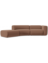 Ekahi buet venstrevendt chaiselong modulsofa i velour 335 x 166 cm - Brun