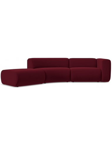 Ekahi buet venstrevendt chaiselong modulsofa i velour 335 x 166 cm - Bordeaux