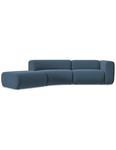 Ekahi buet venstrevendt chaiselong modulsofa i velour 335 x 166 cm - Jeansblå