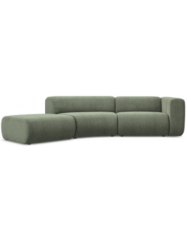 Ekahi buet venstrevendt chaiselong modulsofa i chenille 335 x 166 cm - Olivengrøn