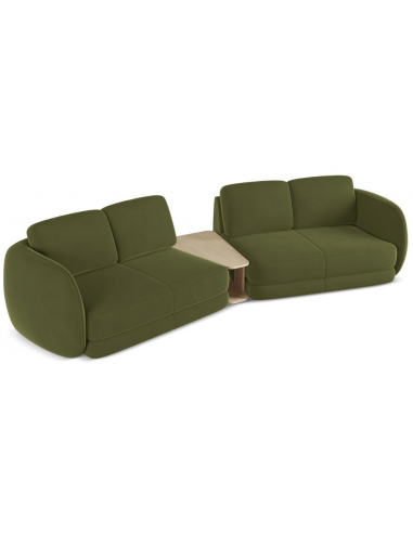 Kiana 4-personers modulsofa i velour B310 cm - Olivengrøn