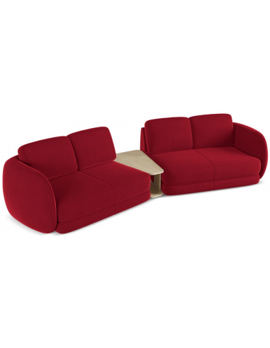 Kiana 4-personers modulsofa i velour B310 cm - Rød