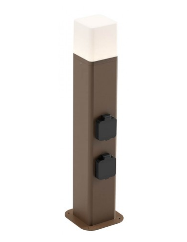 VOLT Bedlampe med strømudtag i aluminium og polycarbonat H50 cm 1 x 13W SMD LED - Mat corten