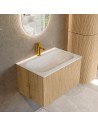 KURVE Komplet badmiljø i egetræ og solid surface med hanehul B71 cm - Eg/Talkum