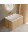 KURVE Komplet badmiljø i egetræ og solid surface uden hanehul B71 cm - Eg/Talkum