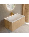 KURVE Komplet badmiljø i egetræ og solid surface med hanehul B81 cm - Eg/Talkum
