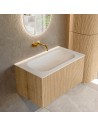 KURVE Komplet badmiljø i egetræ og solid surface uden hanehul B81 cm - Eg/Talkum