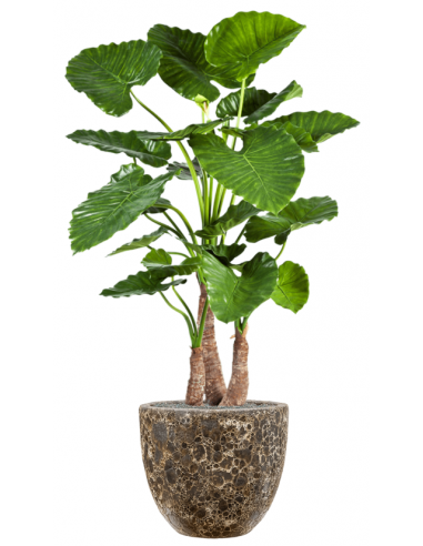 Sammenplantning med krukke og kunstig Alocasia Calidora plante H159 cm