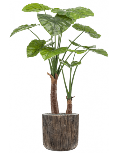 Sammenplantning med krukke og kunstig Alocasia plante H146 cm