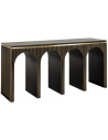 Les Arcs konsolbord i MDF, messing og marmor 160 x 45 cm - Antik messing/Sort marmor