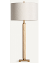 Bordlampe i travertin og bouclé H87 cm 1 x E27 - Travertin/Cremehvid