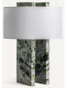 Bordlampe i marmor og polyester H50 cm 2 x E27 - Grøn marmor/Hvid