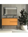 SMILE Komplet badmiljø med håndvask B120 cm - Mat sort/Orangegul