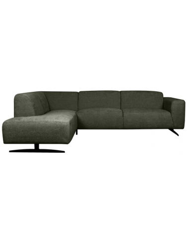 Rodano venstrevendt chaiselongsofa i metal og polyester 278 x 210 cm - Sort/Mørkegrøn