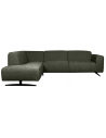 Rodano venstrevendt chaiselongsofa i metal og polyester 278 x 210 cm - Sort/Mørkegrøn