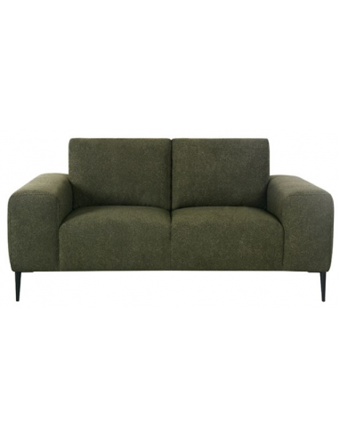 Ferraro 2-personers sofa i metal og bouclé polyester 172 x 88 cm – Sort/Mørkegrøn