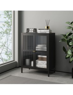 vitrineskab vitrine sort metal skænk