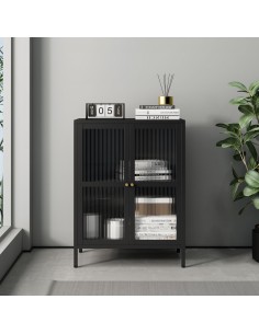 vitrineskab vitrine sort metal skænk 2