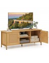 Tvbord i metal og møbelplade B120 x D40 cm - Messing/Natur