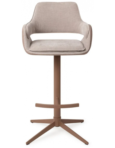 Oketo rotérbar barstol i polyester H107 cm - Mat gråbrun/2-tonet Taupe