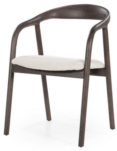 Rayven spisebordsstol i asktræ og polyester H76 cm - Mørkebrun/Beige