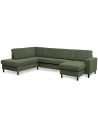 Panset U-sofa i polyester B295 x D197 cm - Sort/Mosgrøn