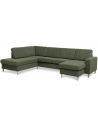 Panset U-sofa i polyester B295 x D197 cm - Natur/Mosgrøn