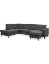 Panset U-sofa i polyester B295 x D197 cm - Børstet alugrå/Antracit