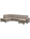 Panset U-sofa i polyester B295 x D197 cm - Sort/Lysebrun