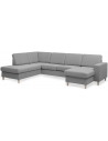 Panset U-sofa i polyester B295 x D197 cm - Natur/Grå