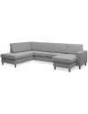 Panset U-sofa i polyester B295 x D197 cm - Børstet alugrå/Grå