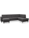 Panset U-sofa i polyester B295 x D197 cm - Børstet alugrå/Antracit