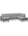 Panset U-sofa i polyester B295 x D197 cm - Børstet alugrå/Grå