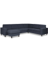 Panset hjørnesofa med chaiselong i polyester B295 x D230 cm - Sort/Blå