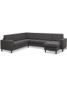 Panset hjørnesofa med chaiselong i polyester B295 x D230 cm - Sort/Antracit