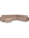 Panset hjørnesofa med chaiselong i polyester B295 x D230 cm - Natur/Lysebrun