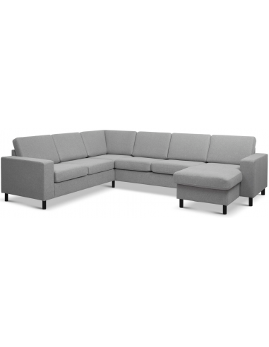 Panset hjørnesofa med chaiselong i polyester B295 x D230 cm - Sort/Grå