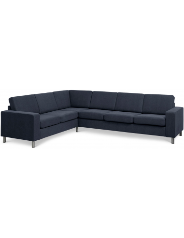 Panset hjørnesofa i polyester B295 x D230 cm - Børstet alugrå/Blå